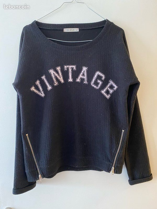 Sweat inscription“VINTAGE” noir – Taille S (image 7)