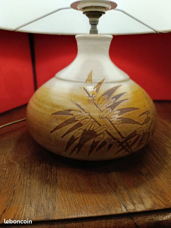 Ancienne splendide lampe céramique émaillé. Années 70''. Signé en masse « VALLAURIS» (image 4)