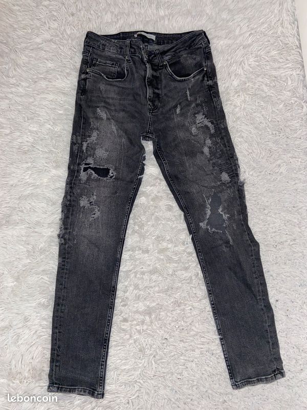Jeans Homme ZARA Skinny Noir - Taille Basse - Taille 32 - Neuf Avec étiquettes