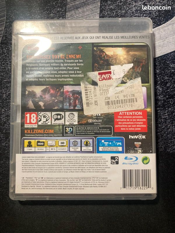 Jeu ps3 killzone 3 jeux PlayStation 3 complet - Jeux vidéo