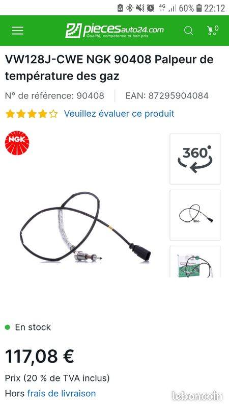 Palpeur capteur sonde des températures des gaz Volkswagen (image 1)