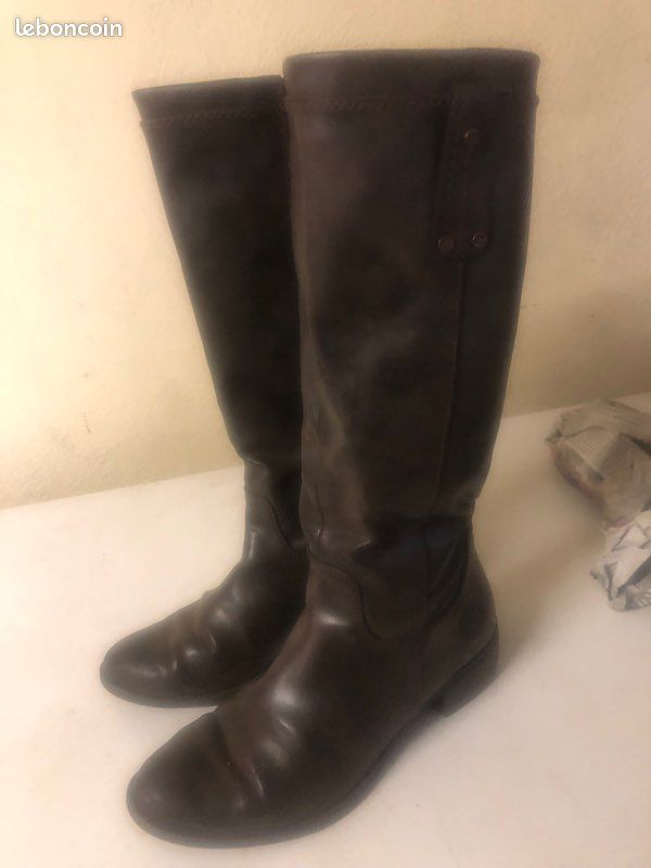Bottes marron, talons 3 cm fermeture éclair sur la longueur (image 10)