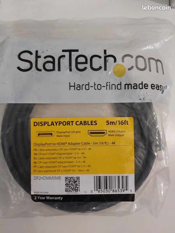 3m - 4K 30Hz - Câble DisplayPort Vers HDMI 4K-HD, DP Vers Hdmi, Convertisseur DP 1.2 Pour HDTV