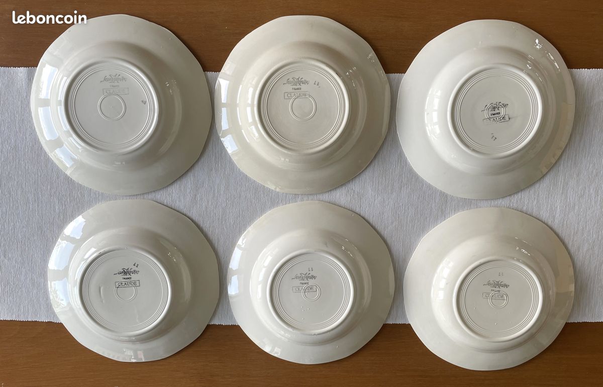 6 assiettes creuses anciennes en faïence de Sarreguemines (image 11)