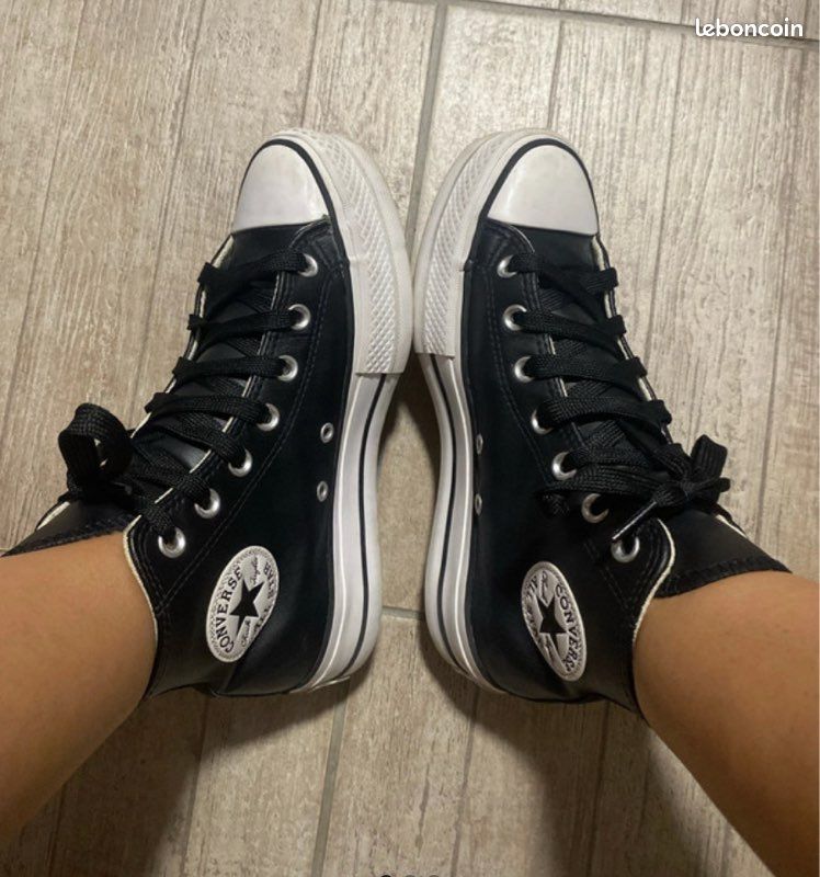 Basket converse noir en cuir Chaussures