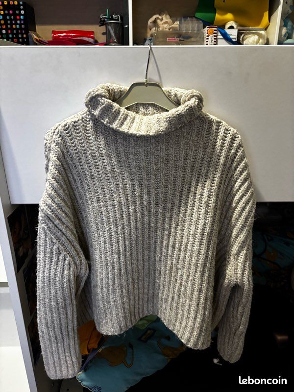 Pull Col Roulé Zara Beige Taille M - Occasion Très Bon état, Chaud Pour L'hiver