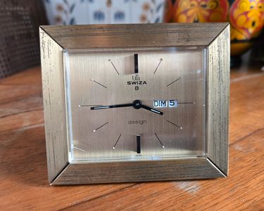 Pendule réveil Uti Swiza design 8 jours – Acier ou bronze ch