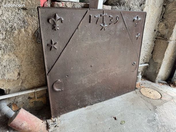 PLAQUE DE CHEMINÉE en Fonte ‘Fleurs de Lys EUR 95,00 - FR