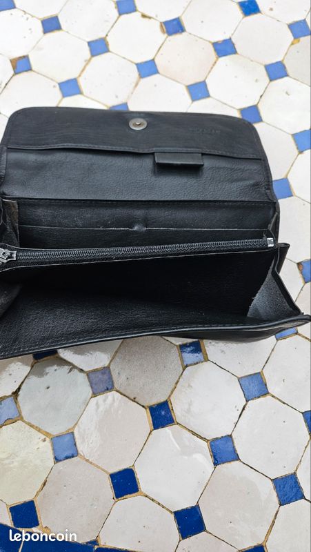 Portefeuille/porte-monnaie YUCATAN En Cuir Noir, Fait En France - Vintage, Occasion En Très Bon état