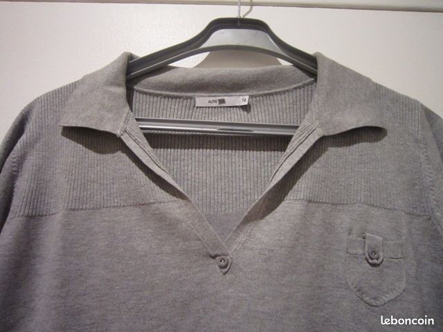 Pull gris col tunisien (image 1)