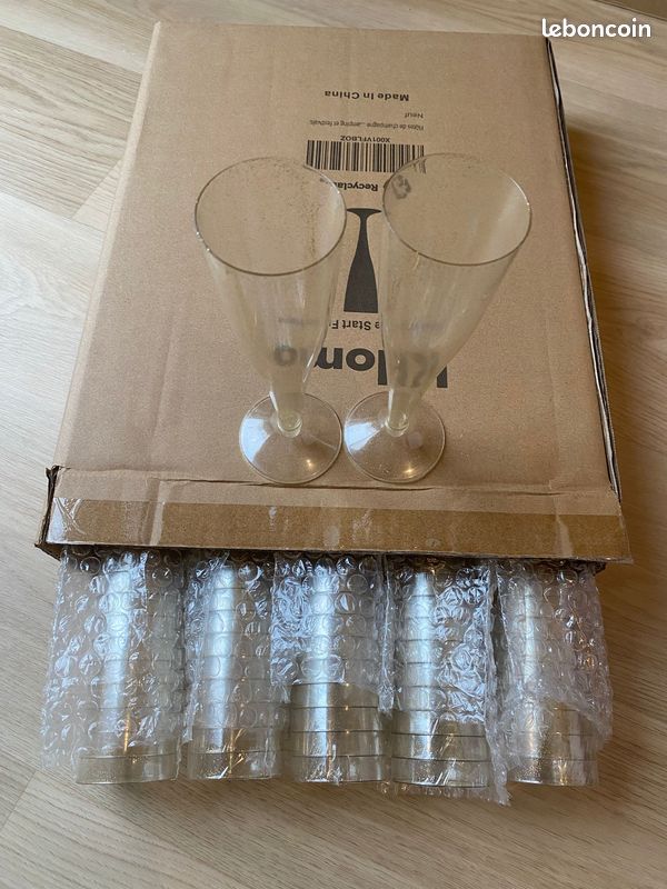 Lot de 50 flûtes en plastique rigide pour tout type de breuvage -Champagne -Jus de Fruits- Limonade (image 1)