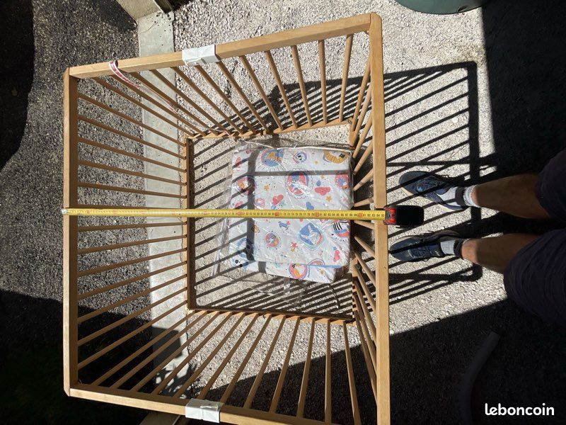 Parc enfants bois + matelas (image 2)