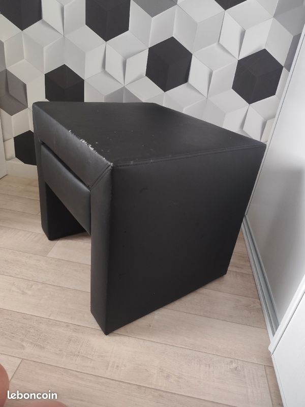 Lot de 2 tables de chevet imitation cuir noir (image 5)