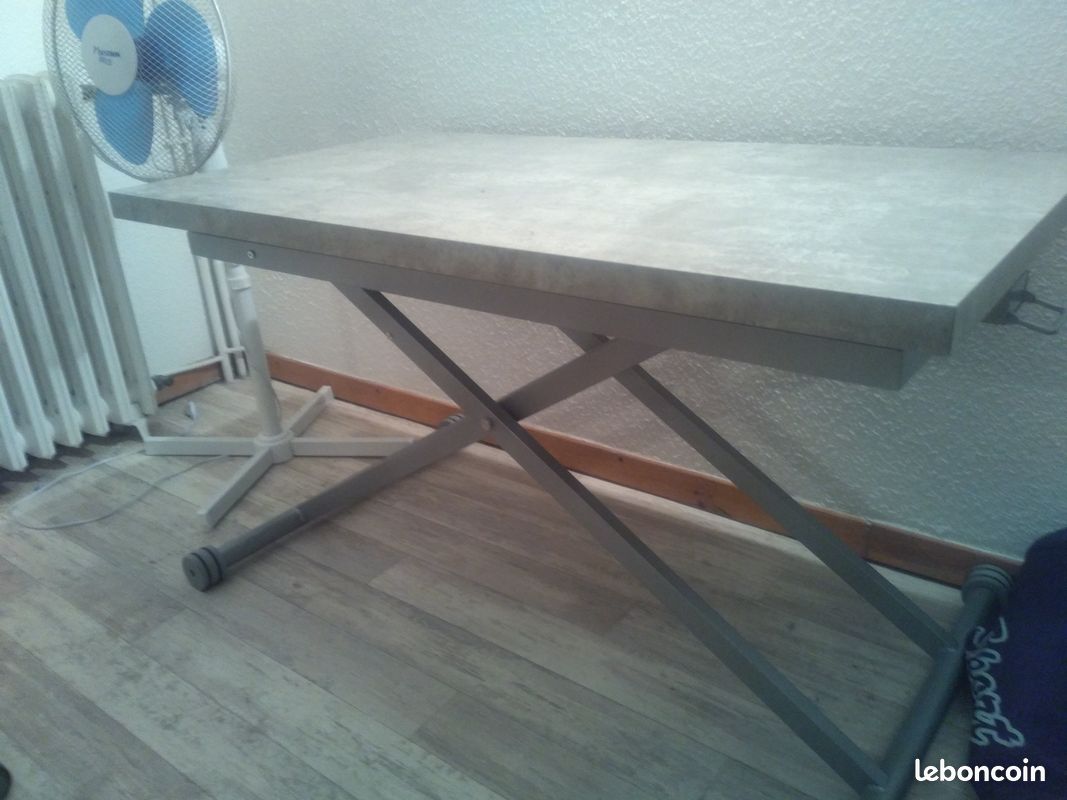 Table relevable gris beton (image 1)