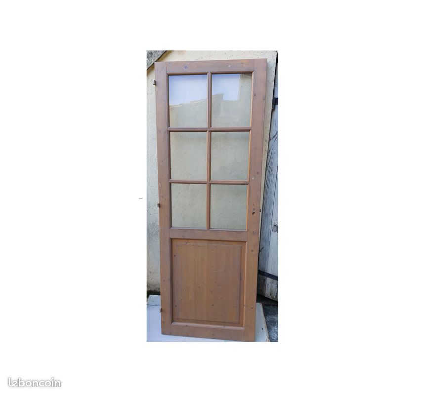 Porte vitrée 6 carreaux bois pin massif larg. 73 (image 1)