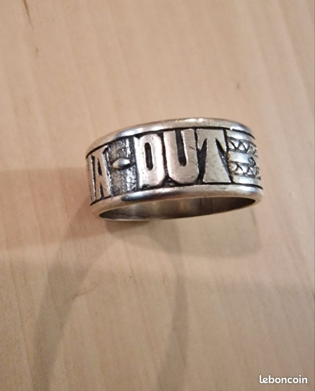 BAGUE ANCIENNE RARE Porte-bonheur Tressée Plaquée Argent - Style Art Déco - Taille 53 - Environ 1930, France