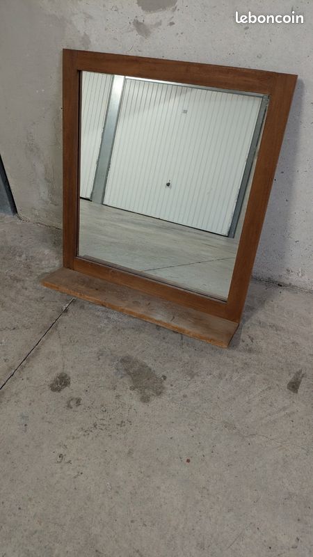 Miroir avec tablette en teck (image 1)