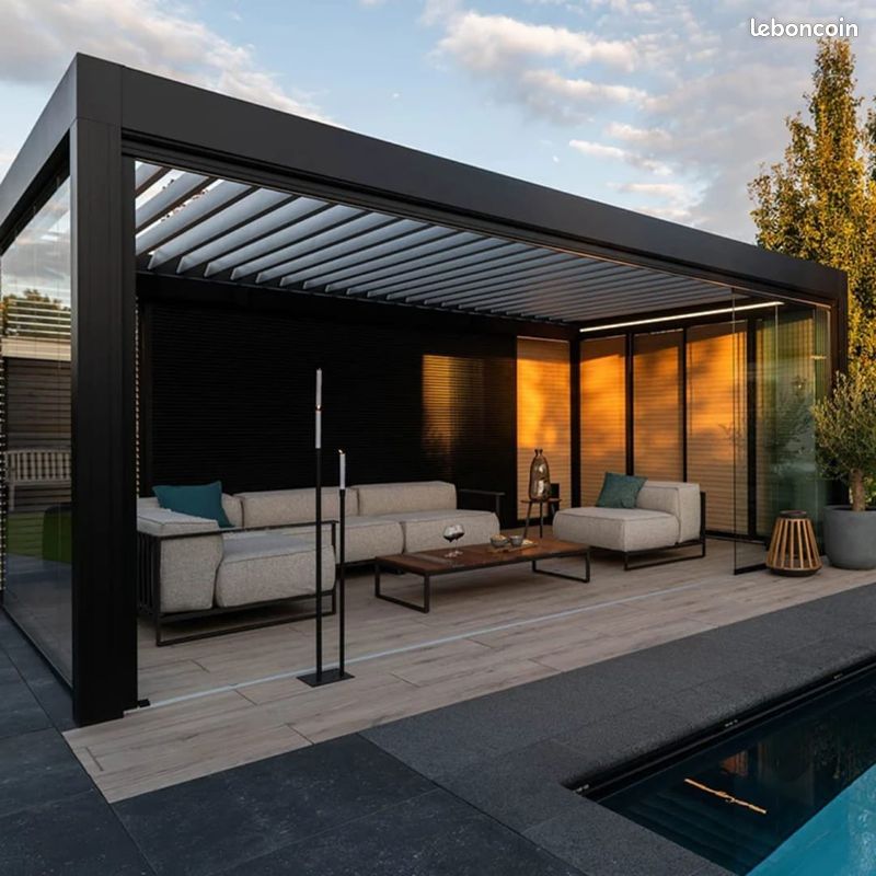 .🌿 Pergola bioclimatique IBIZA 5x4 m en aluminium avec 2 stores intégrés – DEVANOO (image 2)