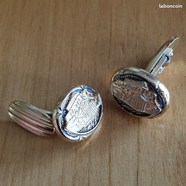 Boutons De Manchette En Métal Doré - Vintage Made In West Germany - Occasion Très Bon état