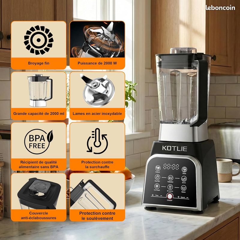 Blender Nexser 1,5 L – Smoothie Maker 600 W avec 6 lames – Mixeur de Cuisine