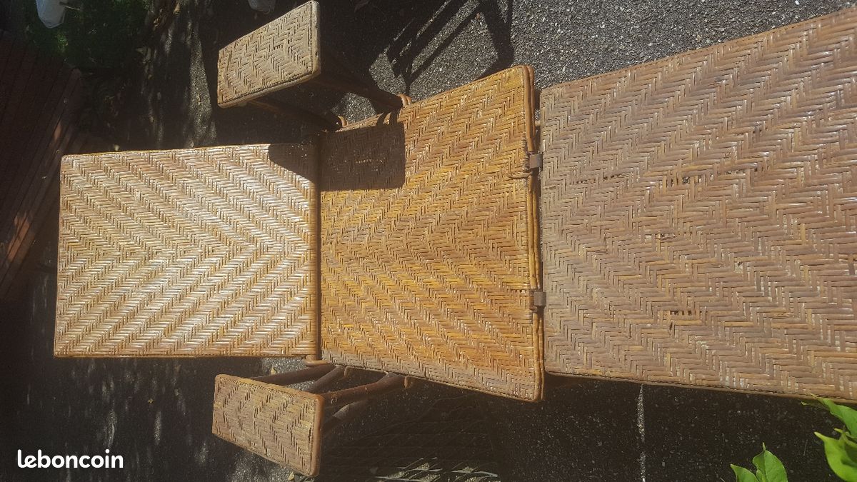 Chaise longue ancienne. Vintage rotin (image 6)