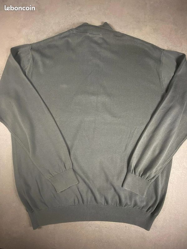 Pull lacoste homme xxl taille 7 gris kaki 100% coton demi-zip vintage #663 (image 11)