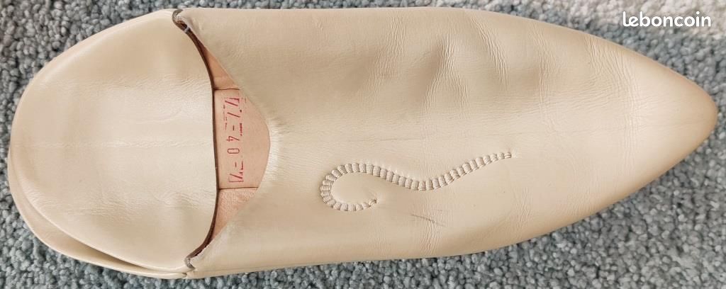Babouches cuir, 40, beige, de Fès, Neuve (image 6)