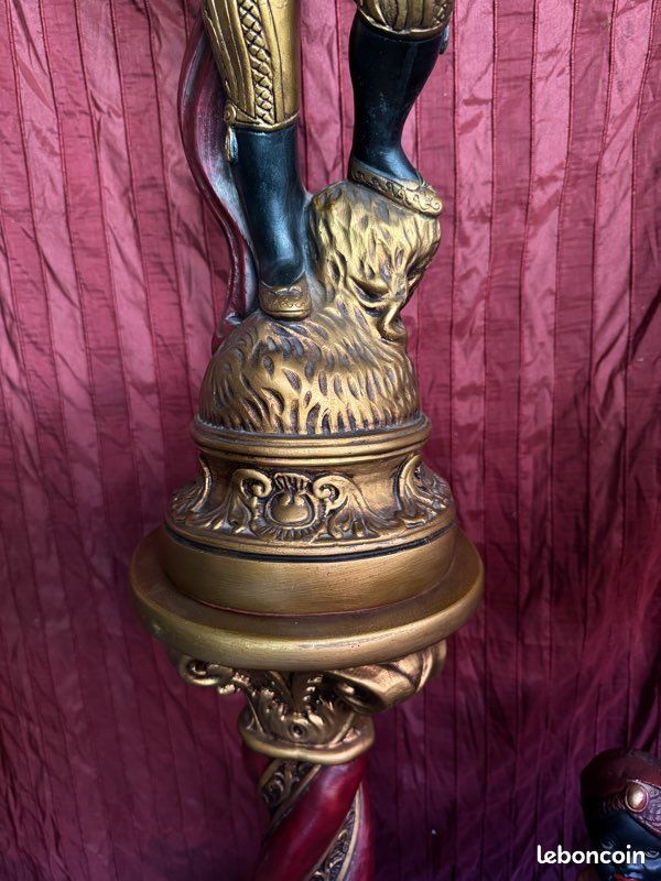 Paire de statuettes / Torchères style Vénitien en plâtre – 94 cm & 1m74 (avec colonne) (image 10)