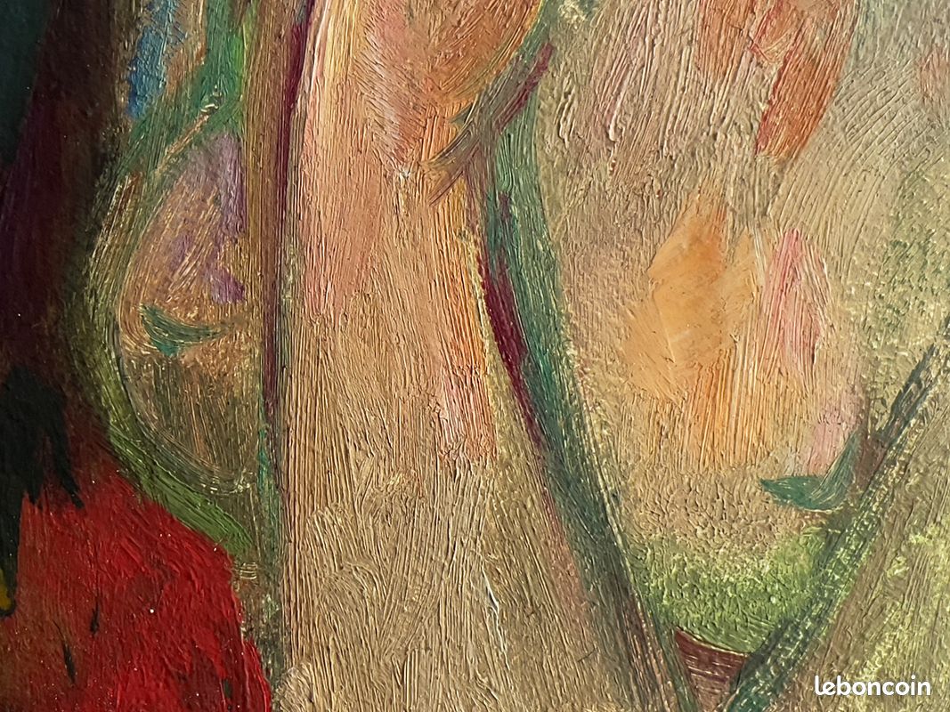 « Arlequin » par Alfred Tinsel (1920 - 1989) peinture à l’huile 3F signée et datée 1956 (image 12)