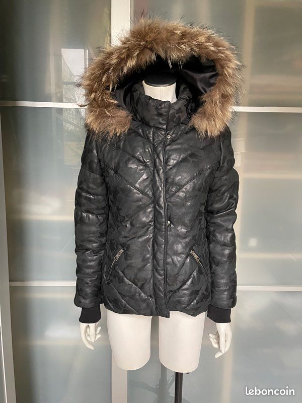Doudoune cuir noir Ventcouvert T38 (image 7)