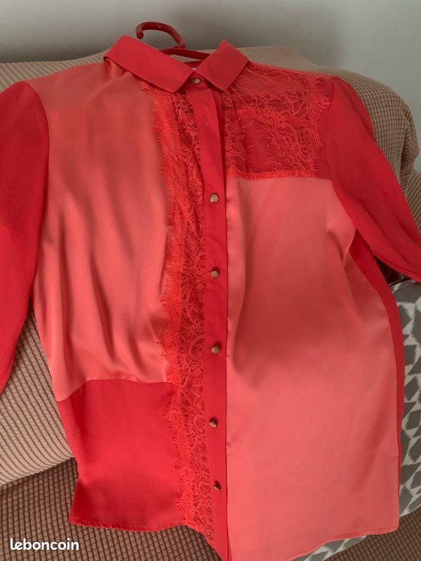 Chemisier neuf T38 polyester et dentelle Jus d’orange neuf jamais porté 38 (image 6)