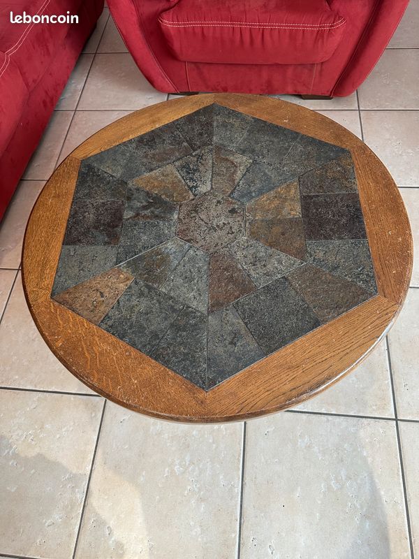 Table basse granit et bois (image 1)