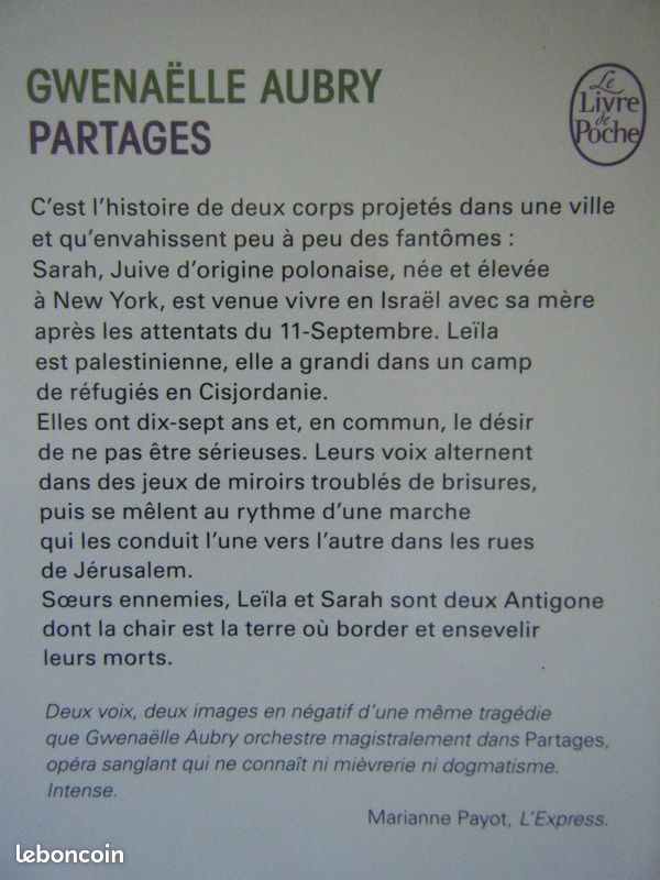 Livre PARTAGES de Gwénaëlle Aubry (image 2)