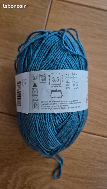 Lot De 10 Pelotes Plassard Gagnante - Couleur Bleu Turquoise, Fil Acrylique, Pour Aiguilles N°3.5 Ou Crochet 3.5