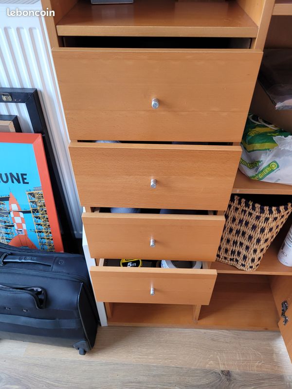Armoire haute de bureau bois avec étagères (image 3)