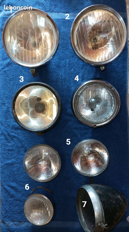 Phare ancetre renault. Et phare ancetre verre plat phares lucas sealed beam. Phare vw coccinelle phare auteroche cuvelage phare 195mm (image 1)