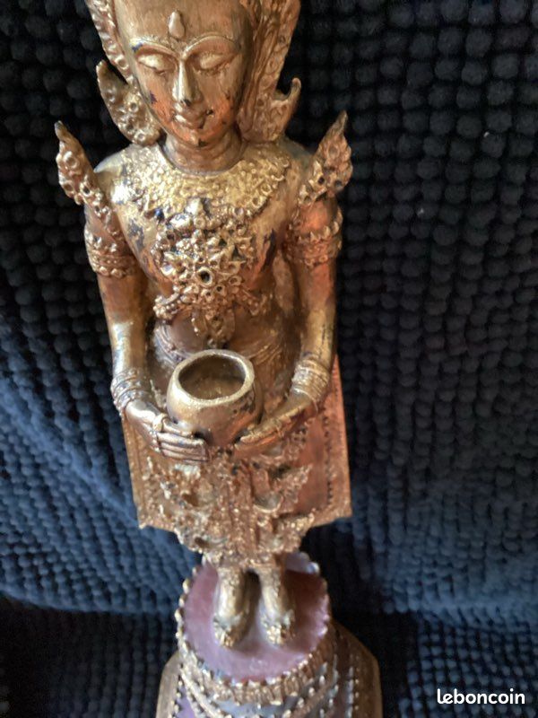 Grande statue de bouddha Thaïlandaise Bronze doré XXème 50 cm (image 6)