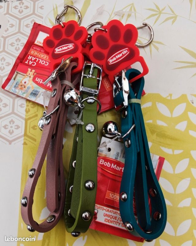 Lot de 3 colliers en cuir pour chats Bob Martin Neuf (image 1)