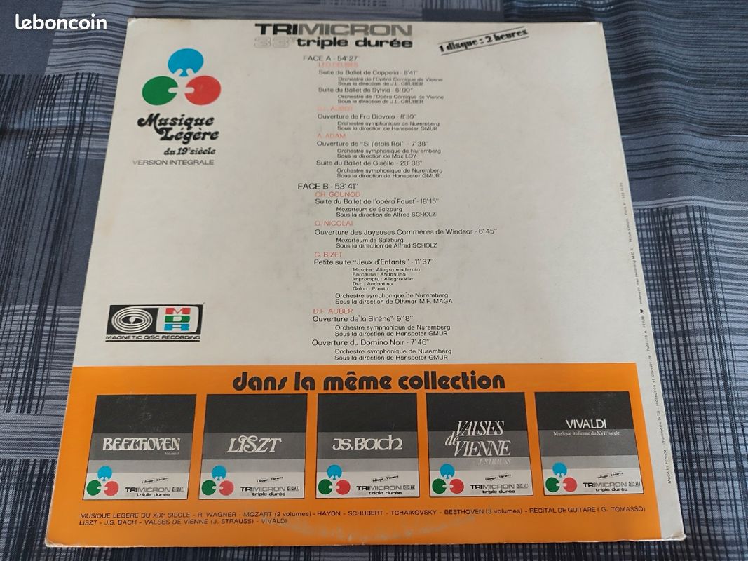 Disque Vinyl vintage "Musique légère du 19ème siècle" (image 5)