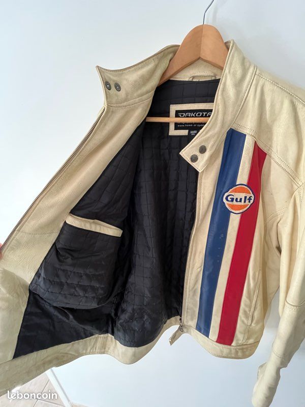 đ Blouson cuir Gulf Racing vintage â Heuer Grand Prix (image 2)