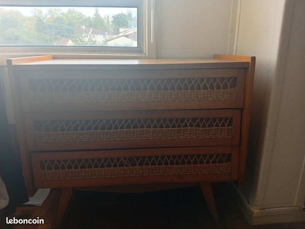 Armoire et commode en rotin vintage (image 3)