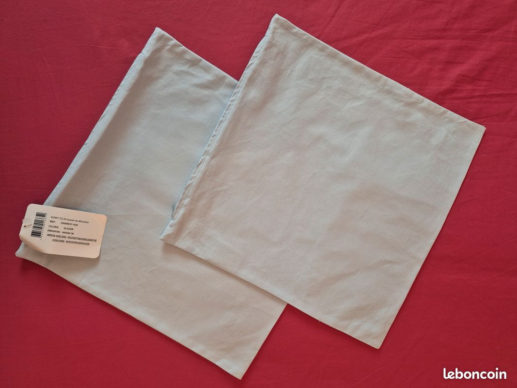 Lot de 2 housses de coussin bleu clair 40x40cm (image 4)