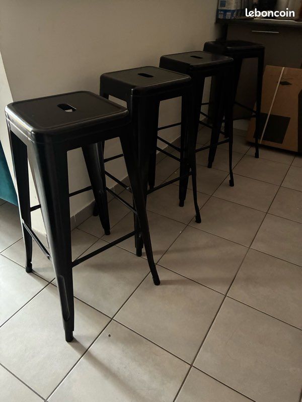 Lot de 4 tabouret de bar acier (image 1)