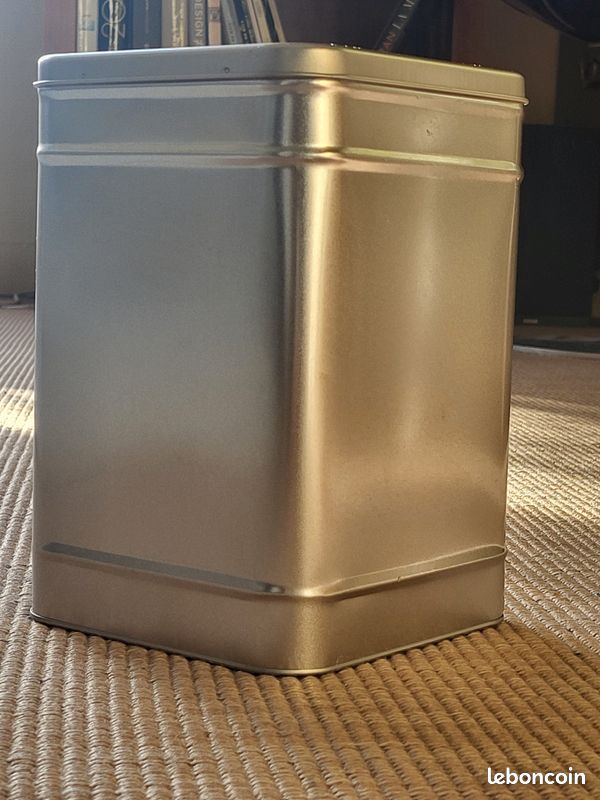 Boîte métallique argentée, carrée avec couvercle - thé, herbes (image 3)