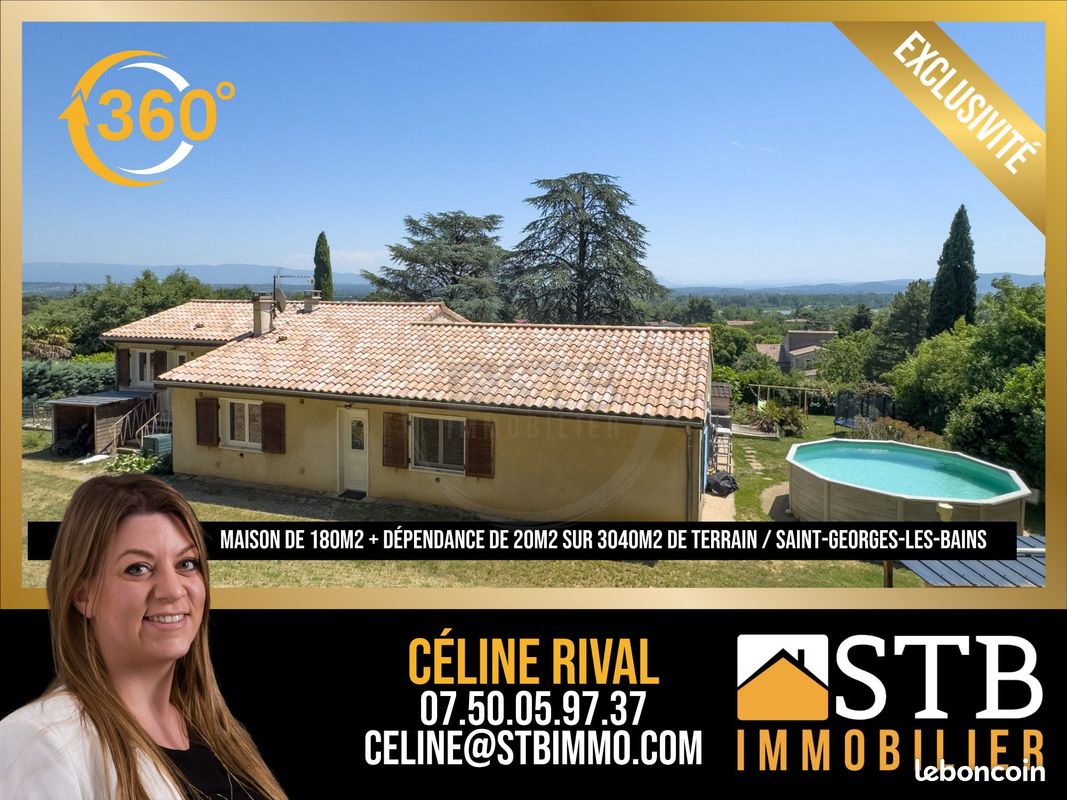 Maison 8 pièces 180 m² · à Saint-Georges-les-Bains · 180 m² · 439 000 €