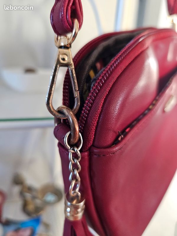 Petit sac à main bandoulière Little Marcel 22X15 rouge/bordeaux (image 6)