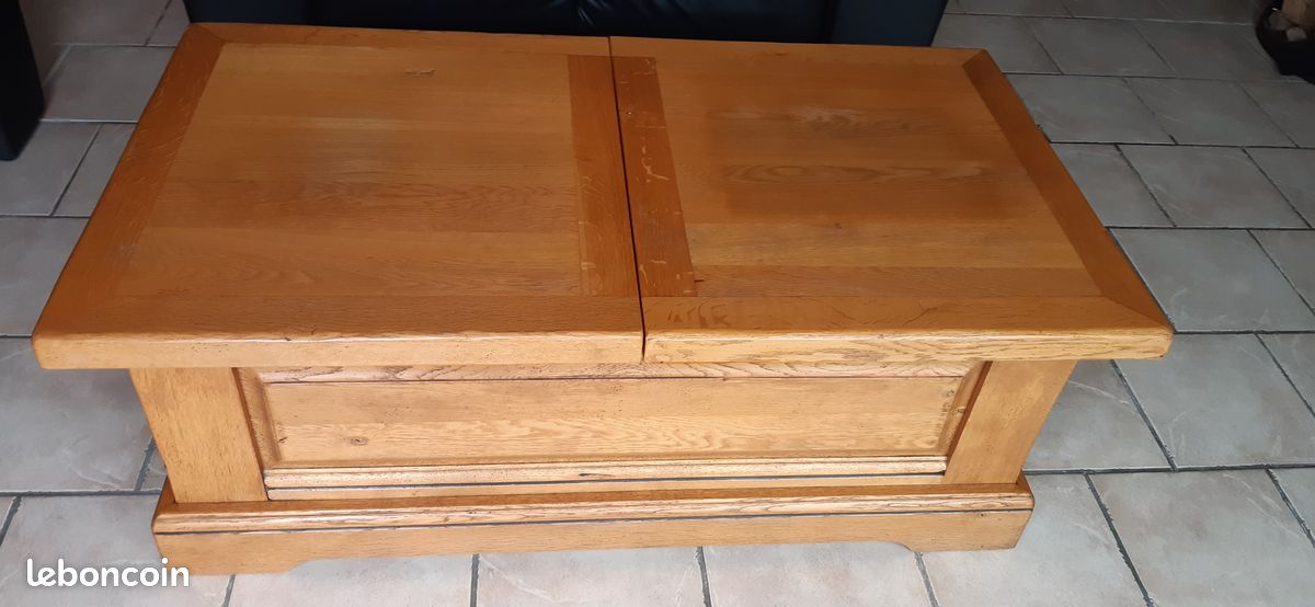 Table basse coffre bar en chêne massif (image 1)