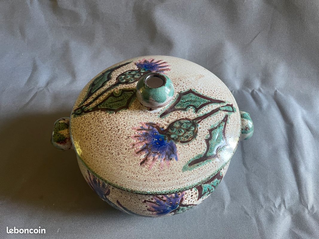 Soupière Vallauris années 60 - motif chardon (image 6)