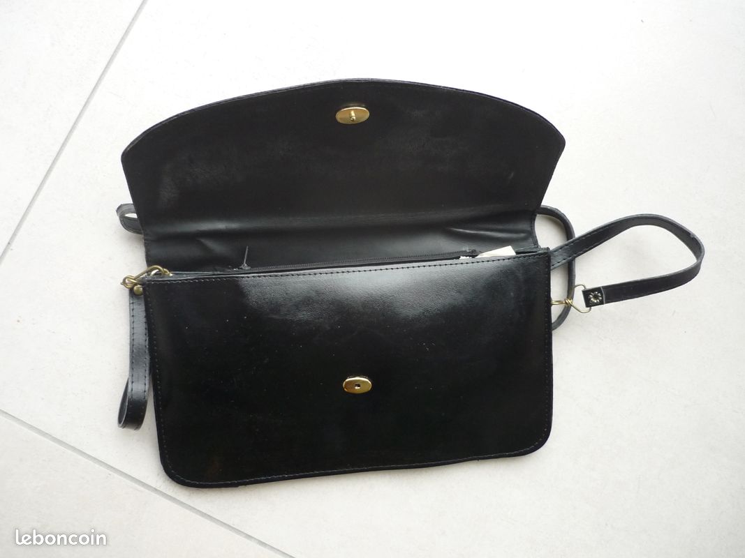 Pochette/sac noir cuir (image 1)