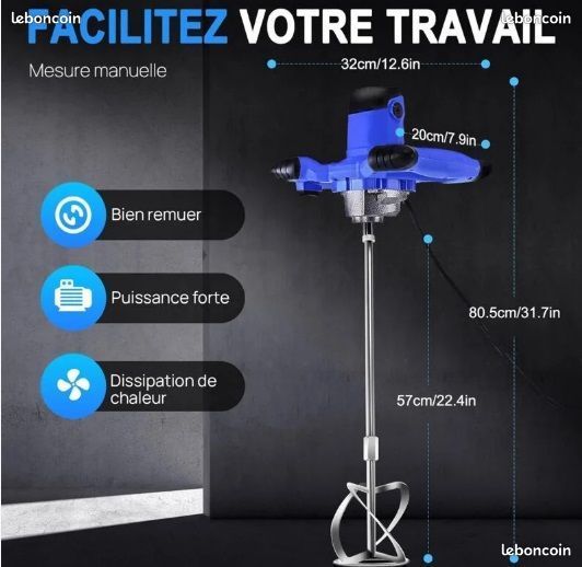 Malaxeur électrique 2600W – 6 vitesses réglables (image 2)